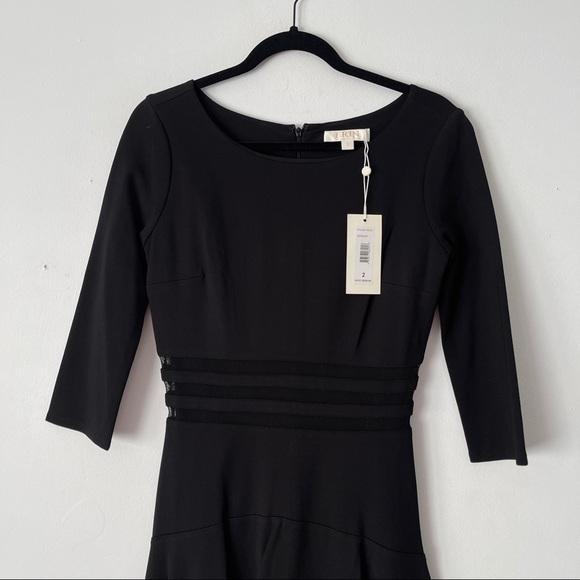Erin Fetherston 2 Black Tess Dress Fit Flare Sheer - Picture 8 of 13
